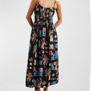 Rails Black Multicolor Tropical-Print Maxi Dress